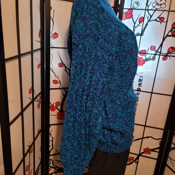 KAREN SCOTT WEAVED DEEP BLUE SOFT COZY CARDIGAN KNIT/SIZE LARGE - Picture 5 of 10